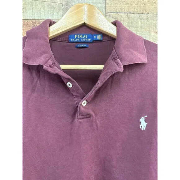 Polo Ralph Lauren Men's Large Polo Shirt Classic Fit Burgundy M - Picture 2 of 4